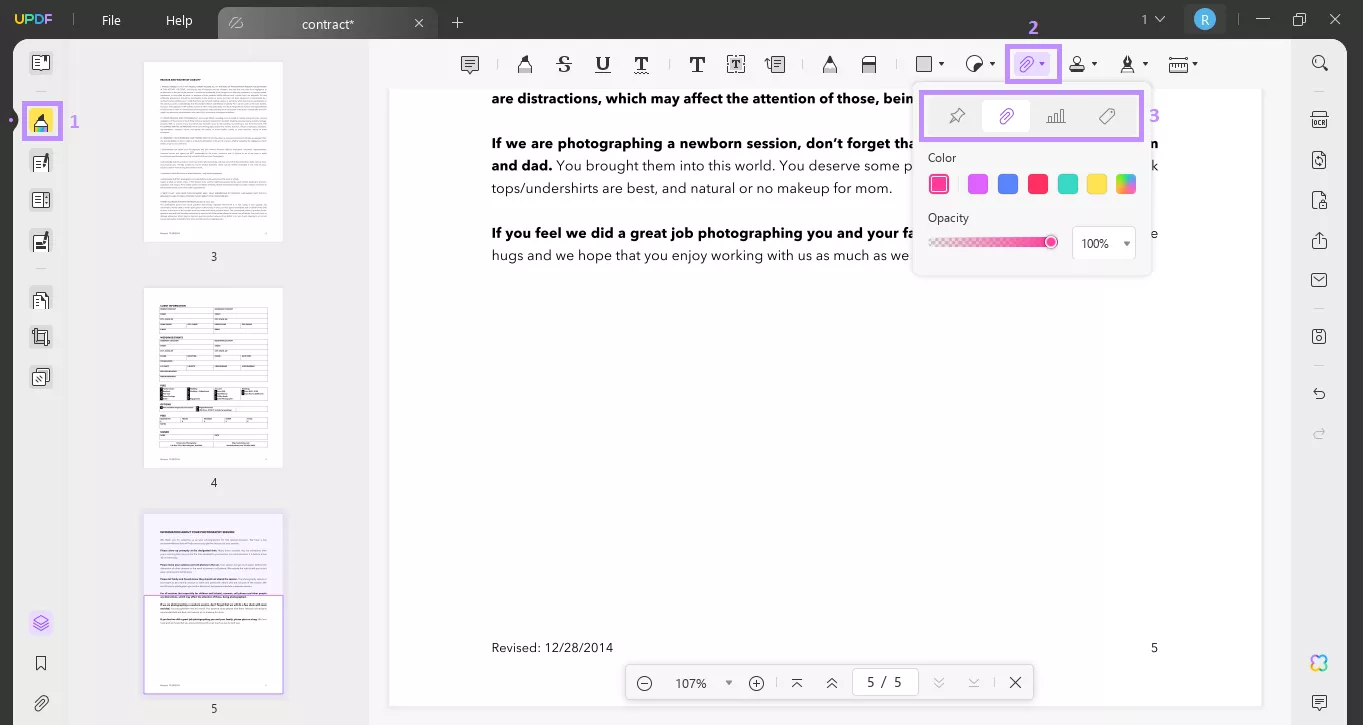 click attach file updf windows