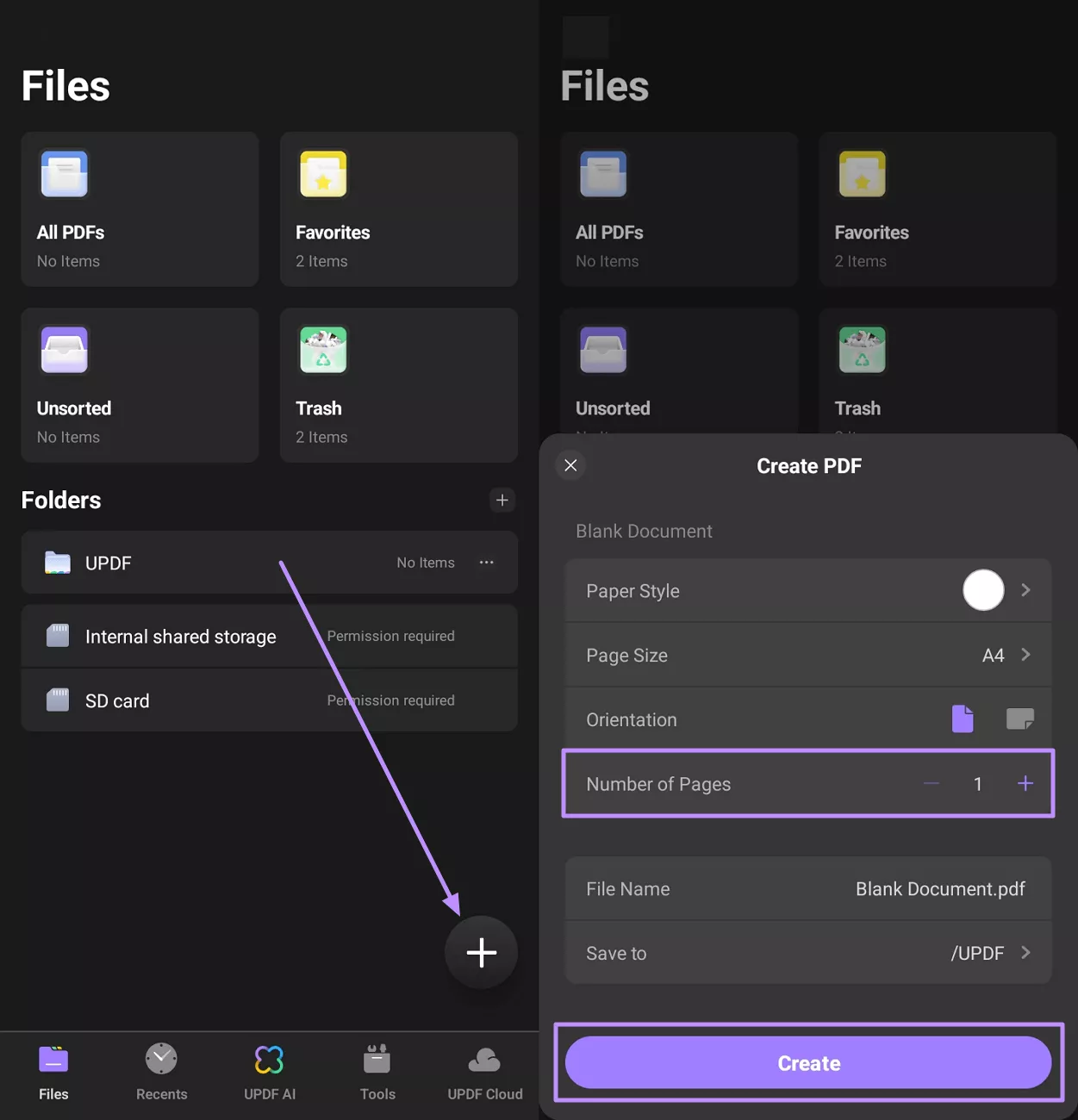 create pdf updf android