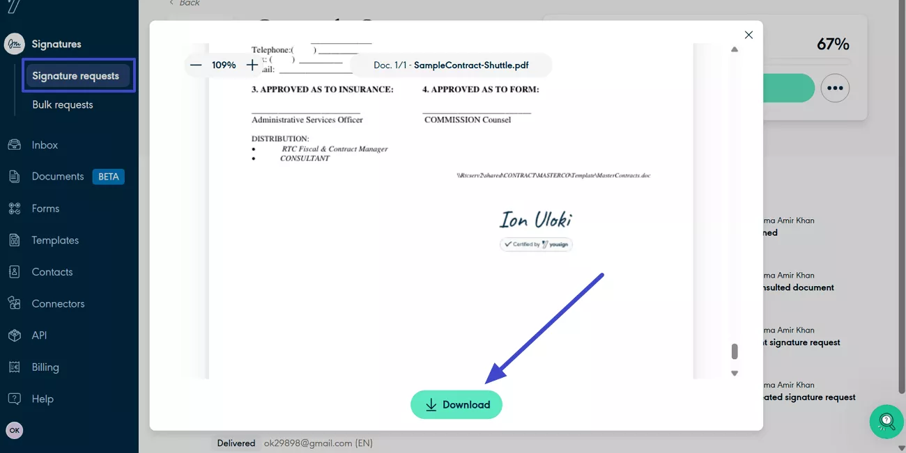download signed document yousign