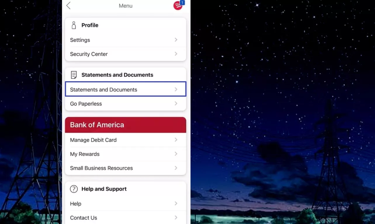 get statements and documents tab