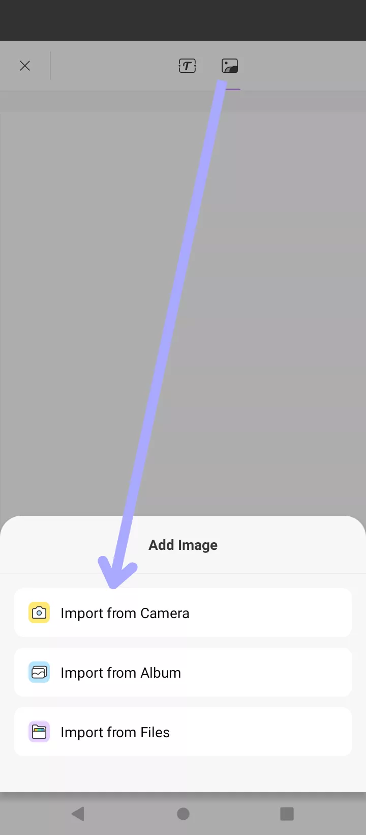 import from camera updf android