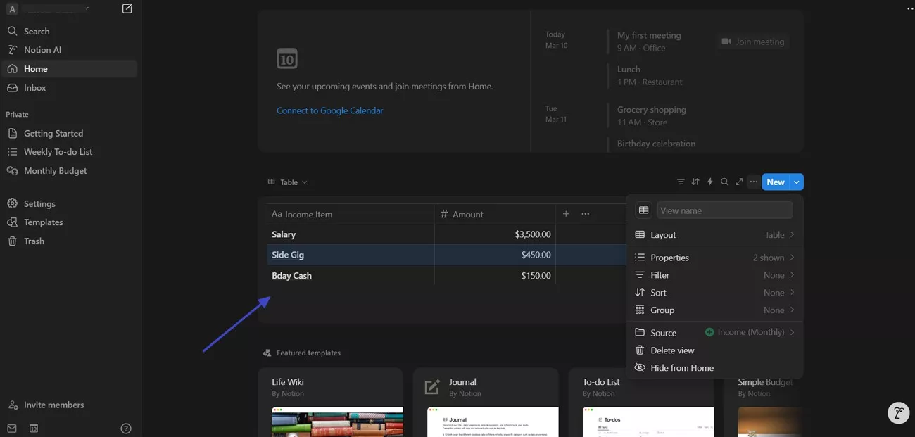 create database for managing tasks