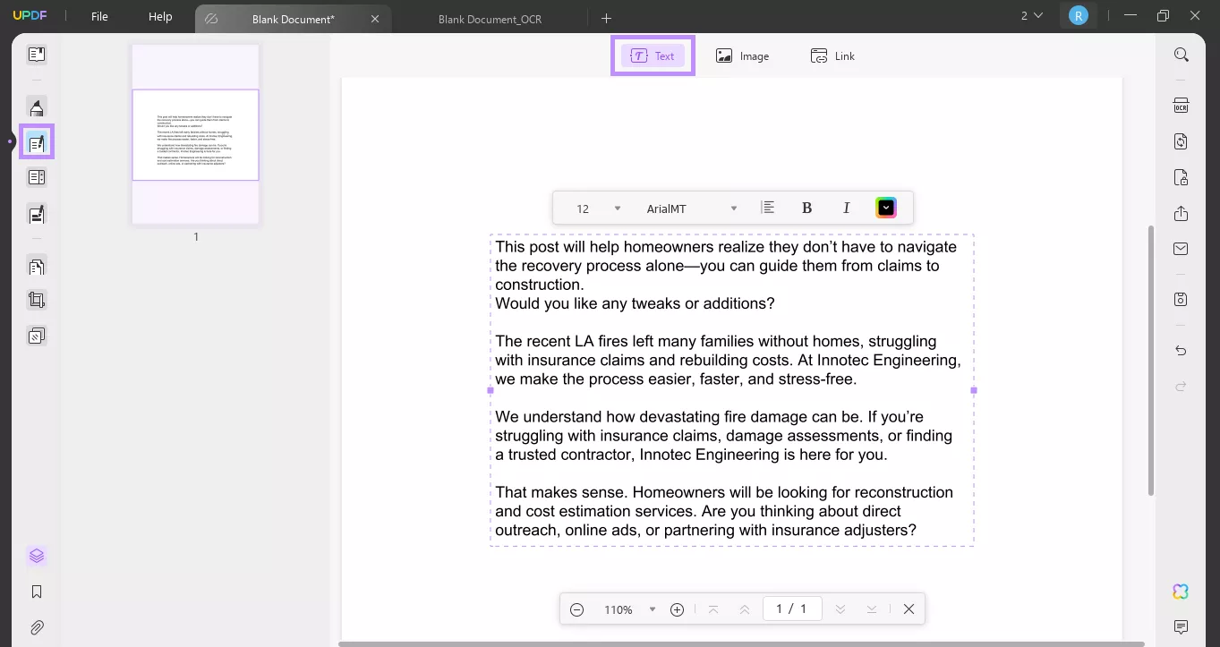 paste the teams chat to blank pdf updf 