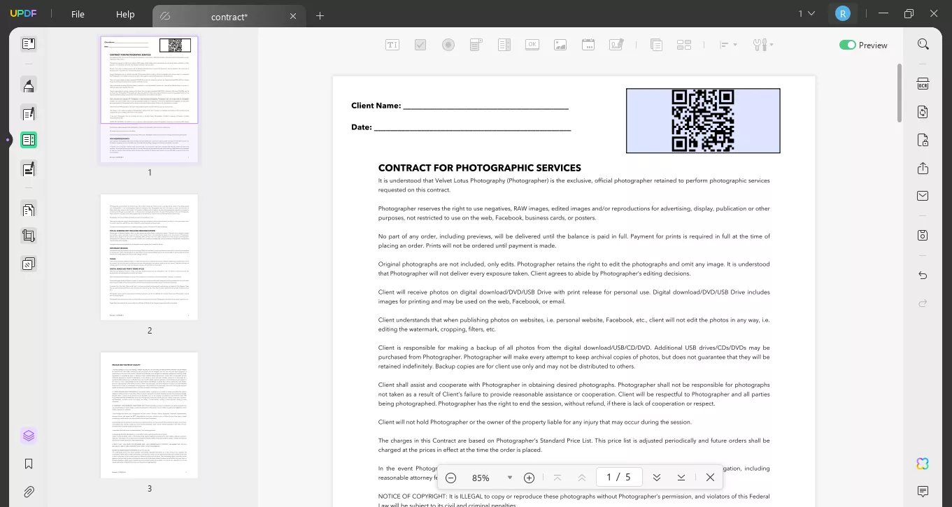 qr code added updf windows