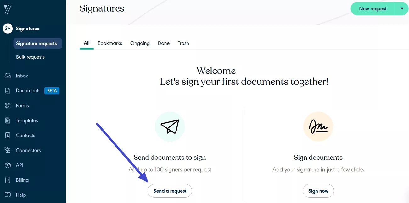 send a request yousign