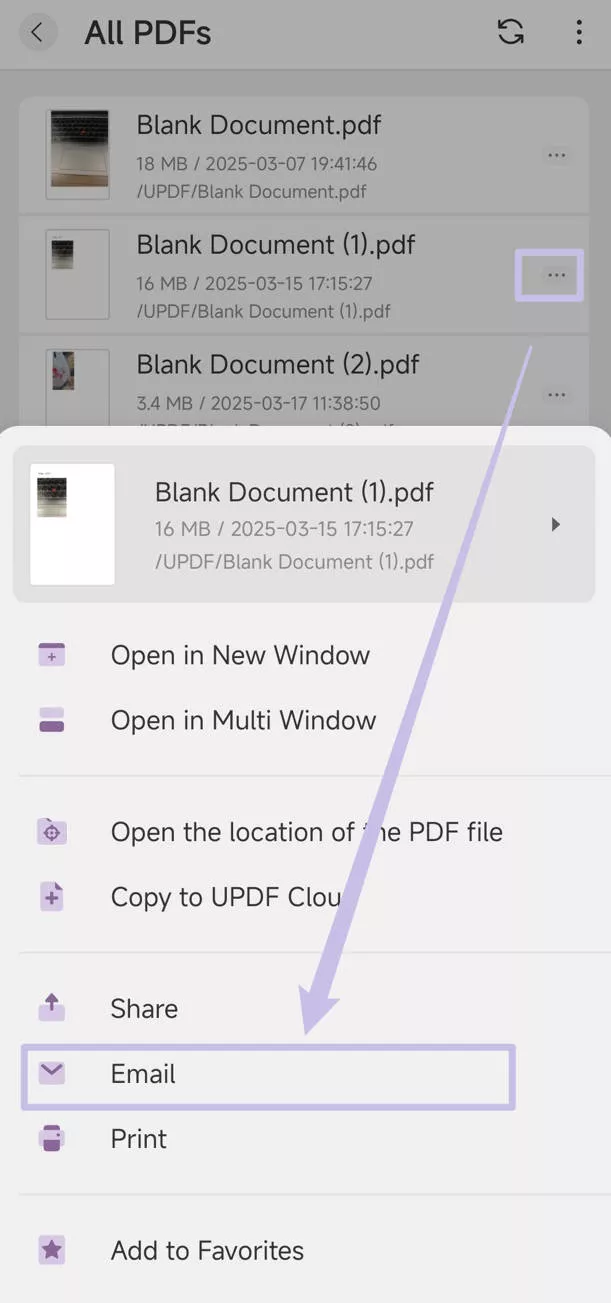 share your pdf via email updf android