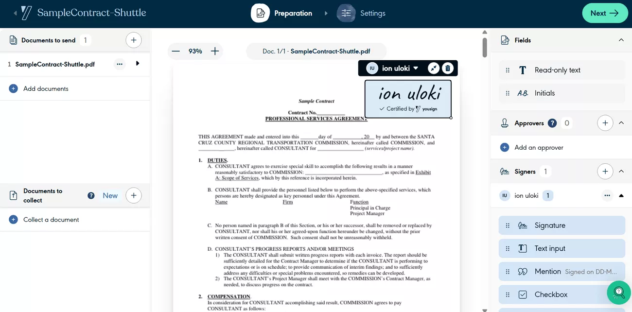sign documents with yousign