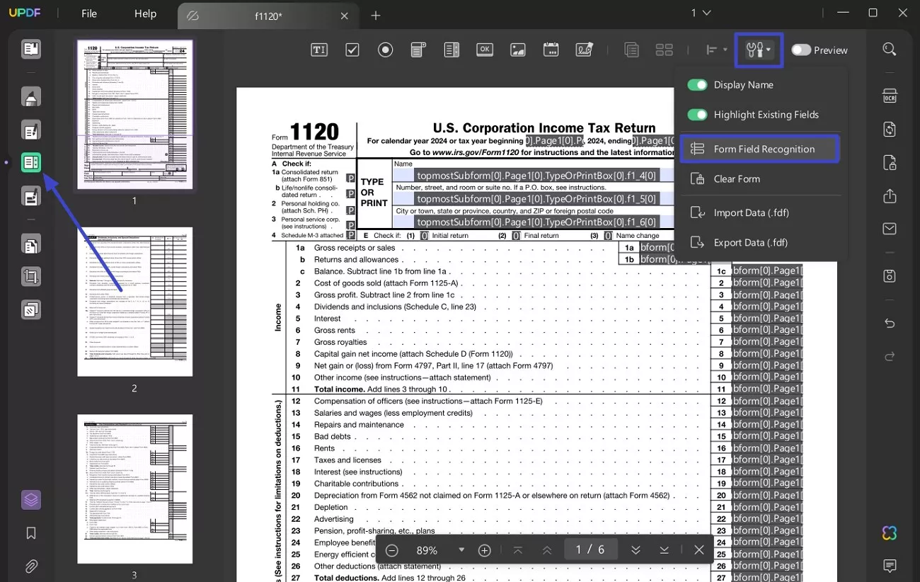 access form field recognition tool
