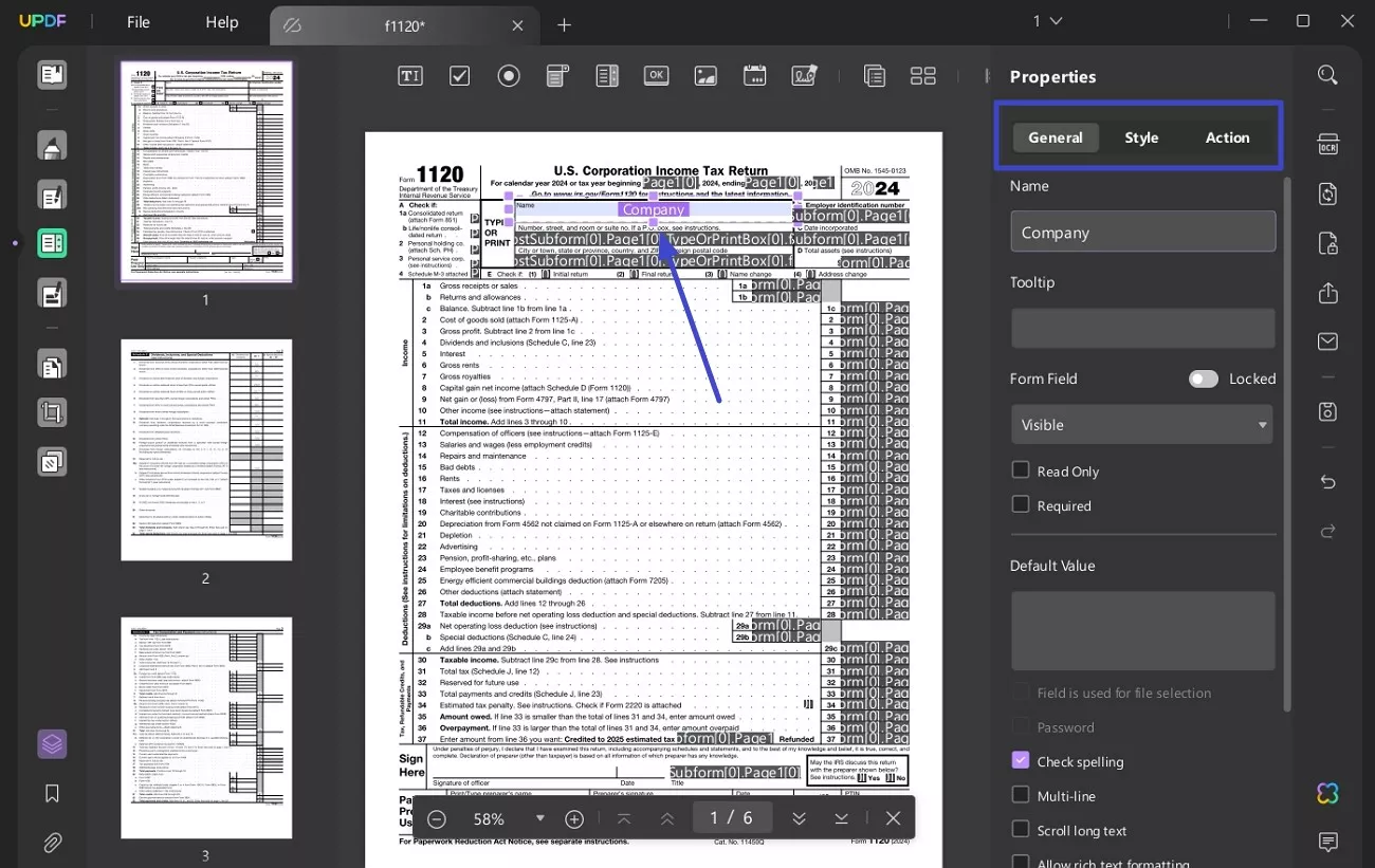 fill details and adjust properties and styles