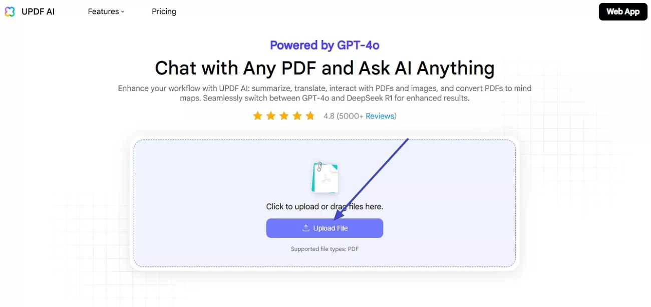 add pdf to updf ai online