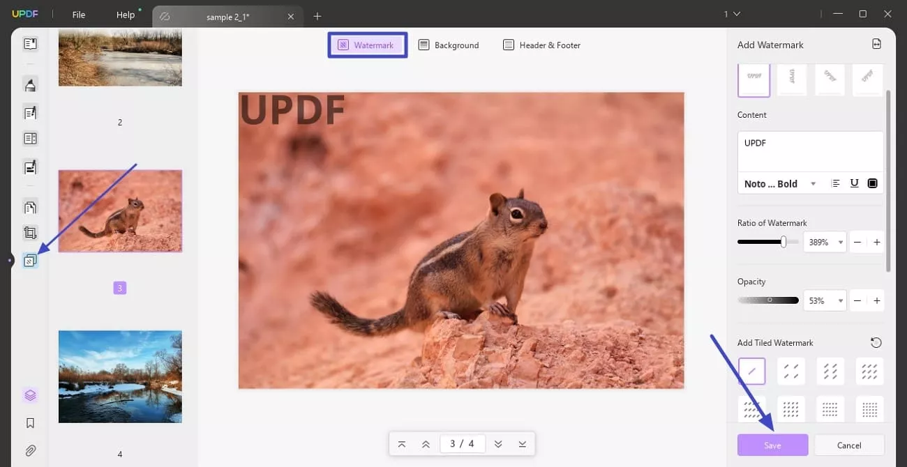 add and customize watermark