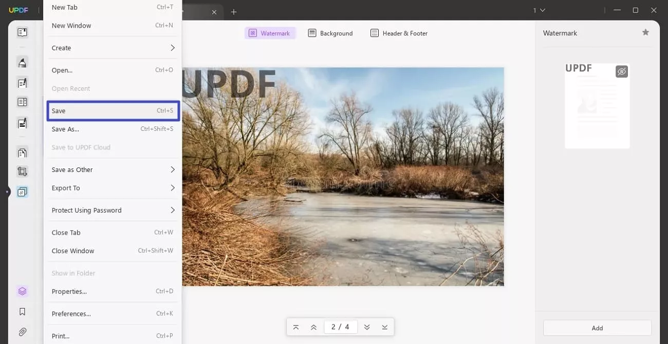 save document as pdf from updf