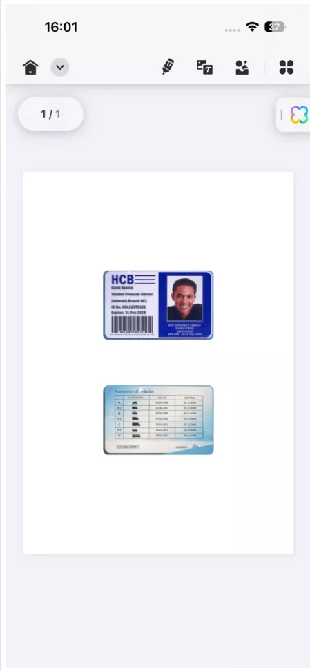 convert id cards to pdf with updf ios