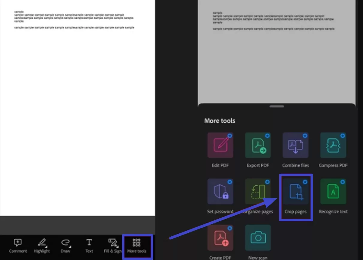 locate crop pages tool
