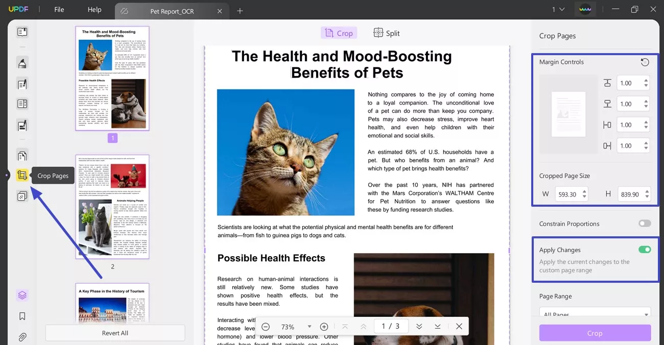 adjust margin at crop pages tool