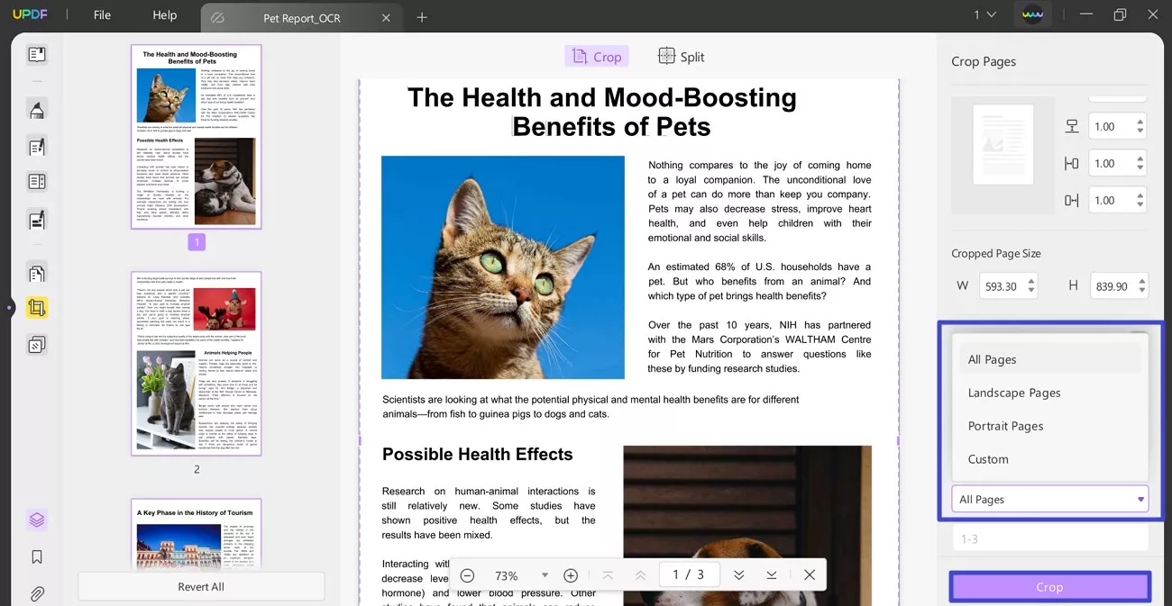 pick page range and crop pages