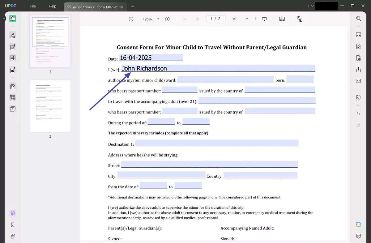 click on boxes to fill form