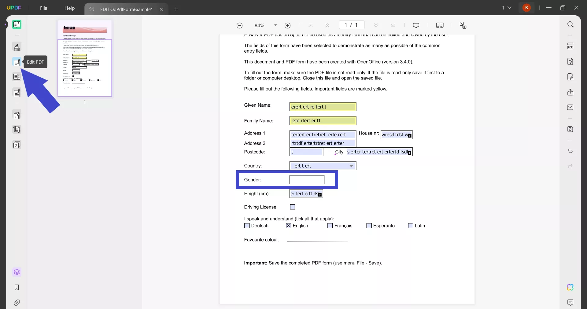 remove form filed border