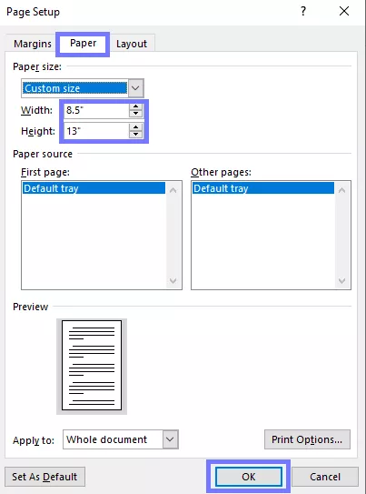 change the width and height word