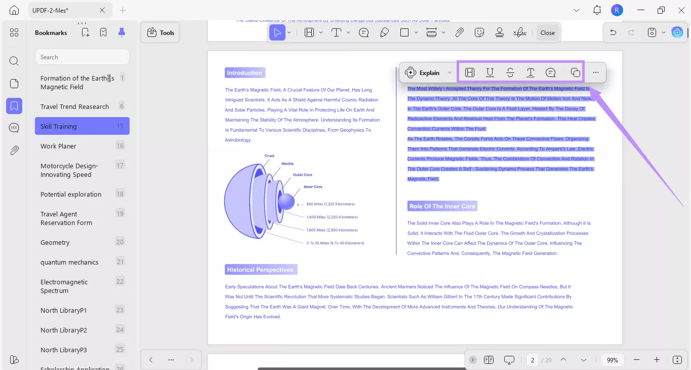 choose markup tools from the toolbar updf windows