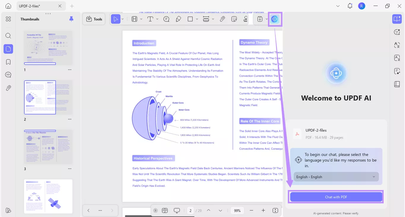 click chat with pdf under ai