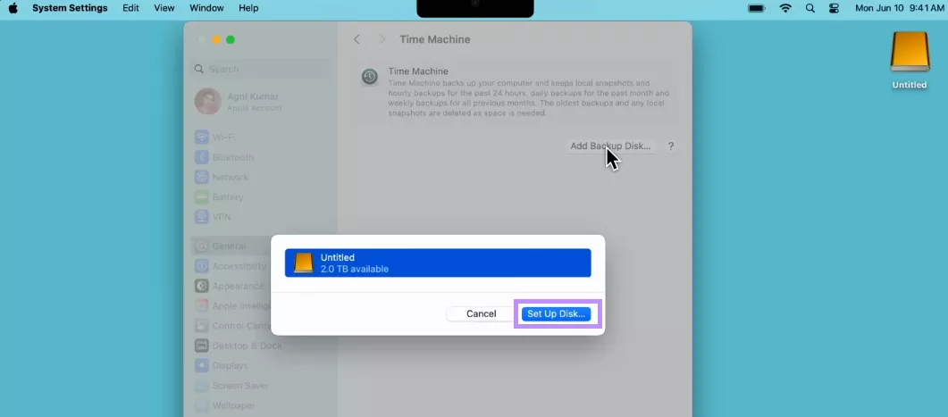 click set up disk mac