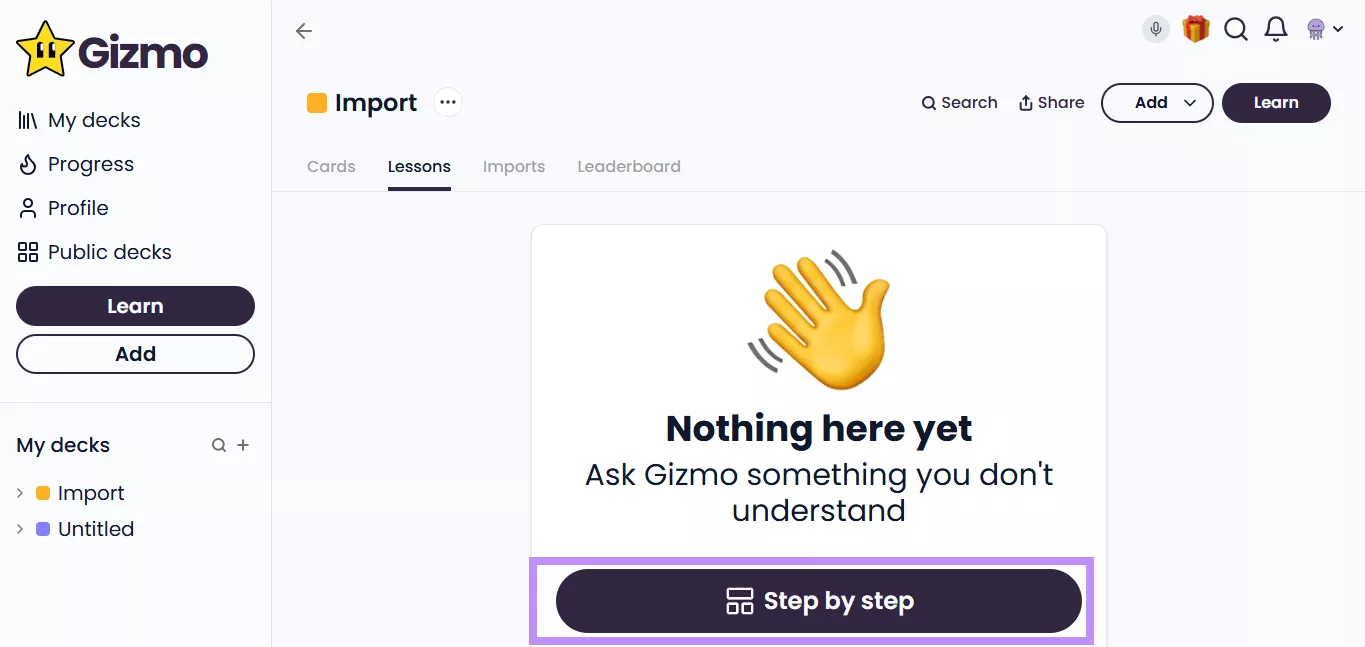 click step by step gizmo ai