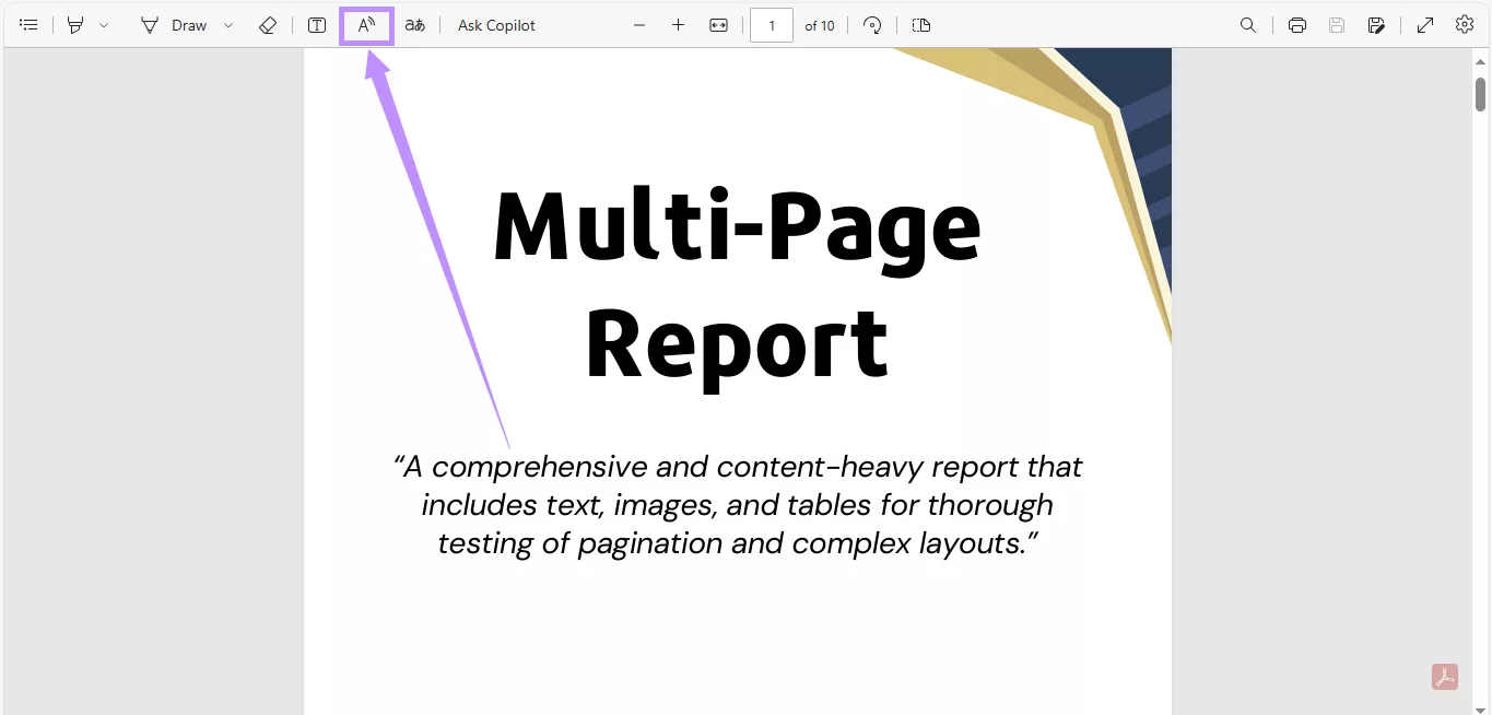 click the read aloud icon edge
