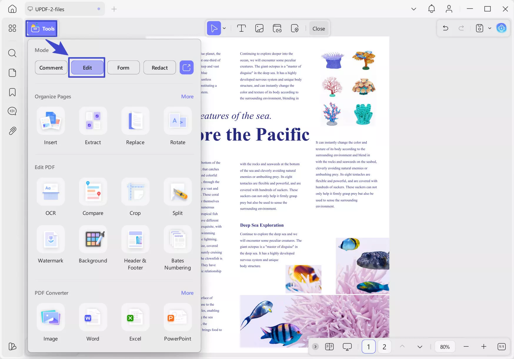 edit mode pdf in updf windows
