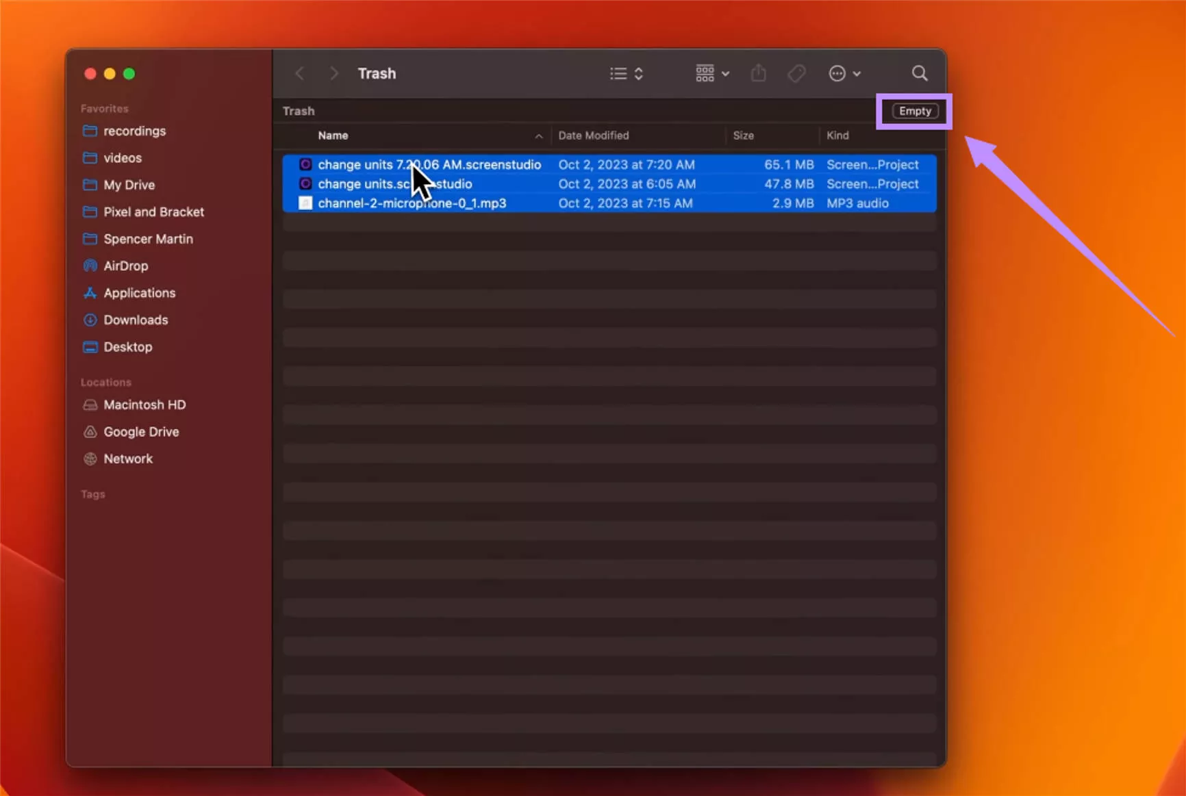 empty trash mac