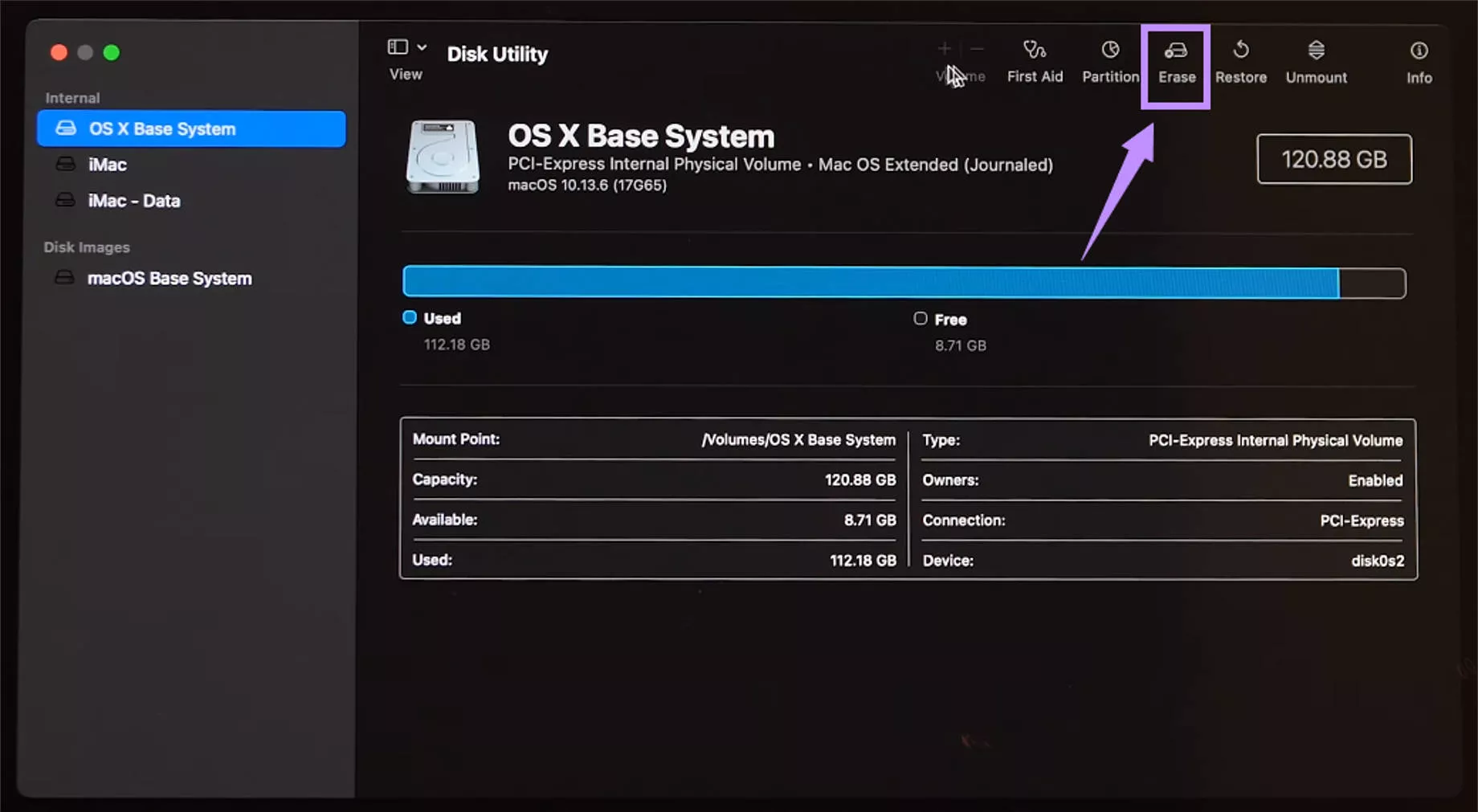 erase startup disk mac