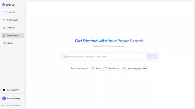 paper search interface