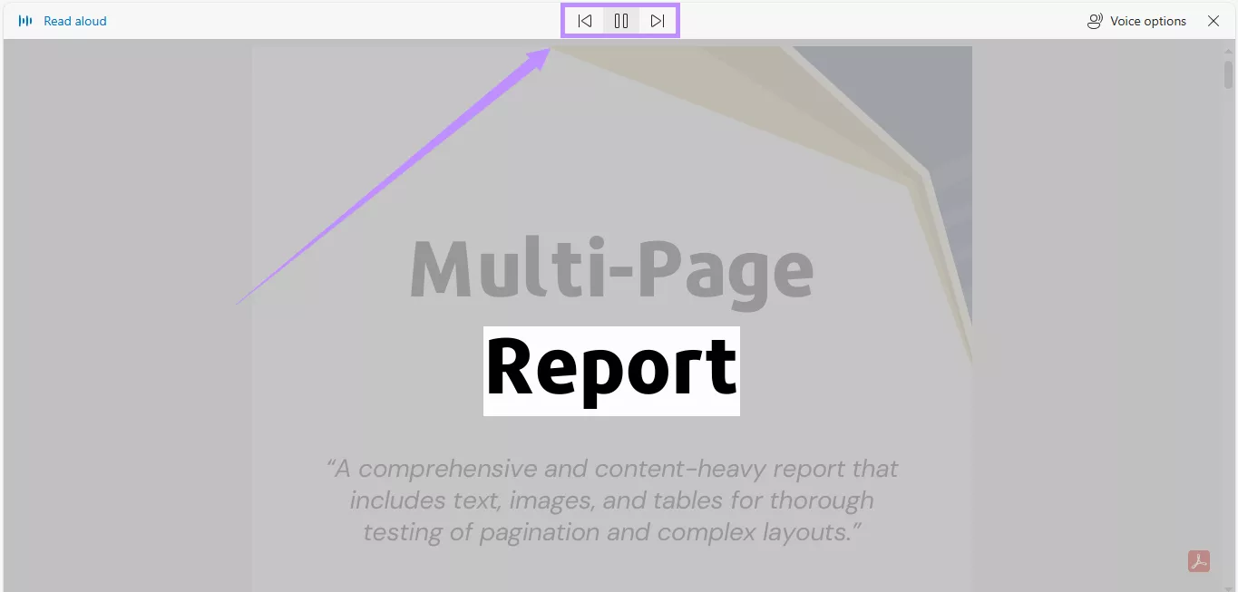  pdf playback controls in edge