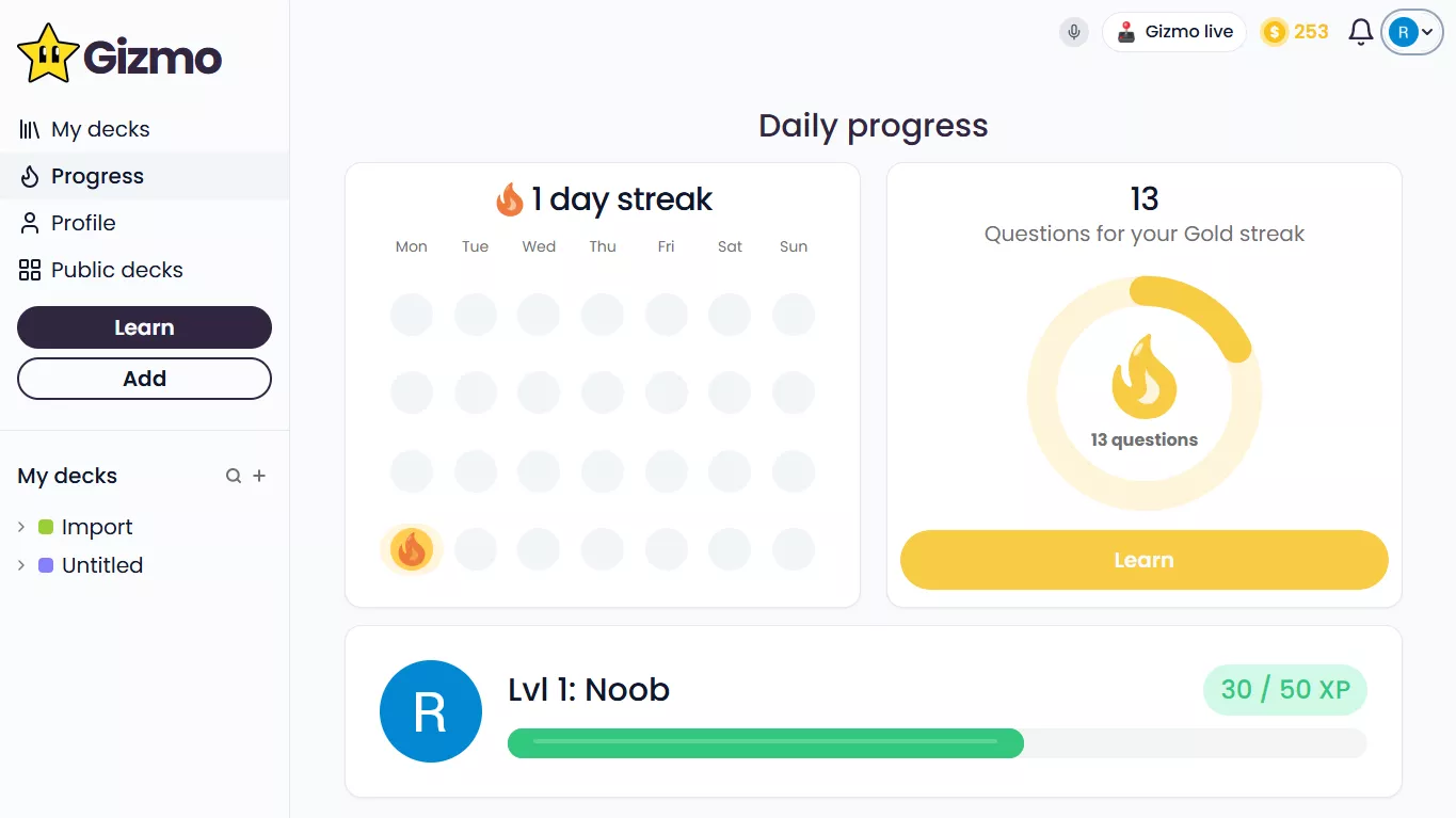 Alt-text: progress tracking in gizmo ai