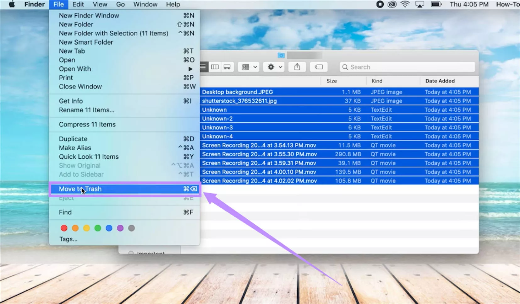 select move to trash mac