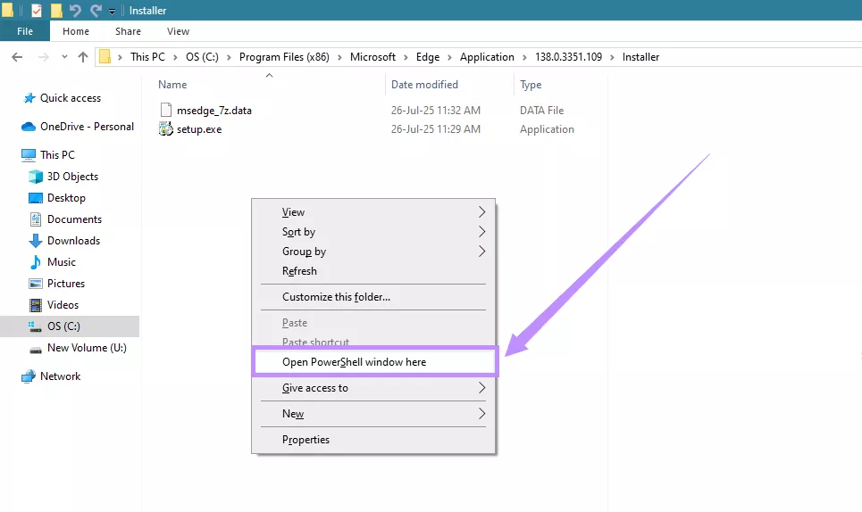 select open powershell window here windows