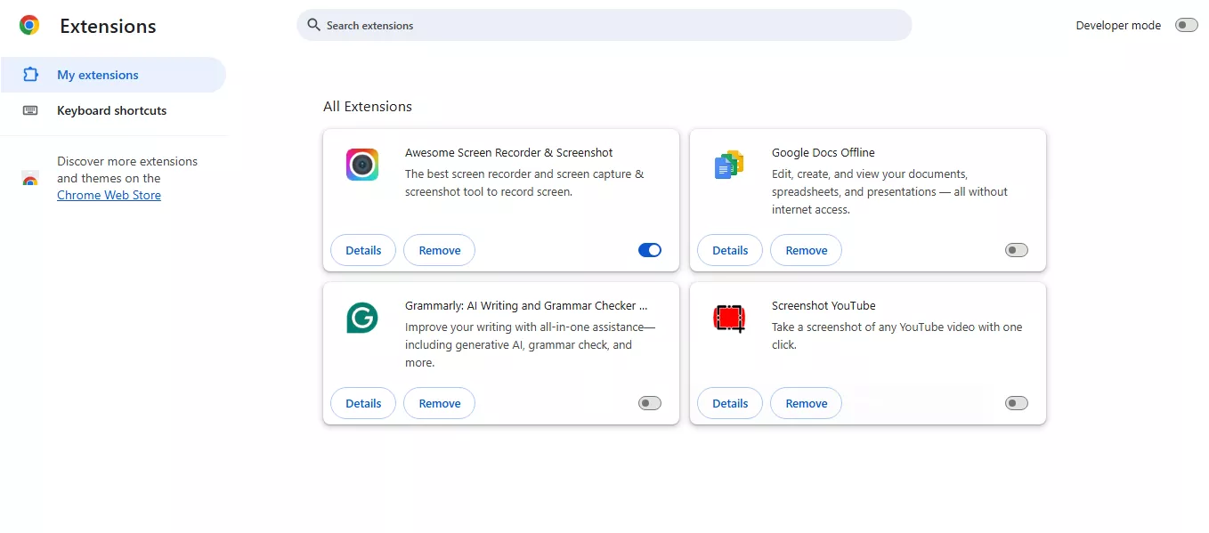 turn off all the extensions chrome