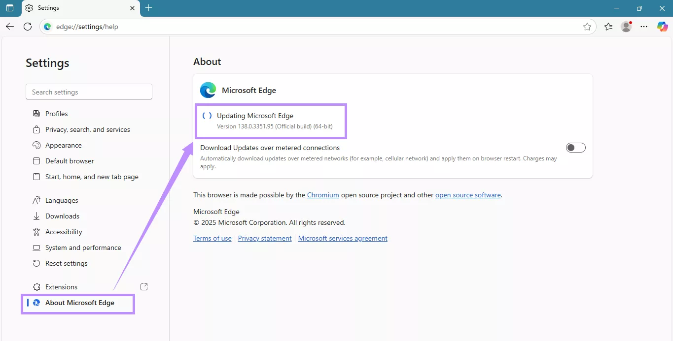 updating microsoft edge