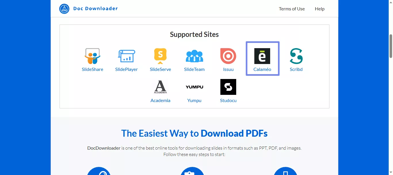 visit the website and select calameo mydocdownloader