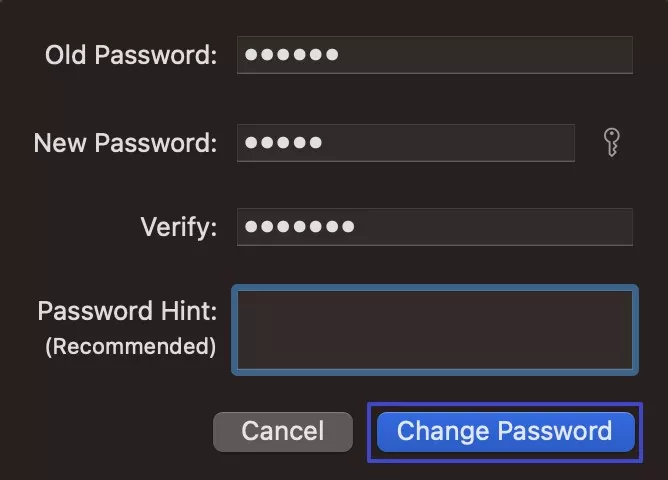 set password and hit change password