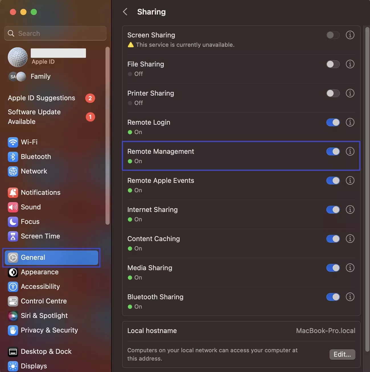 check remote management enabled