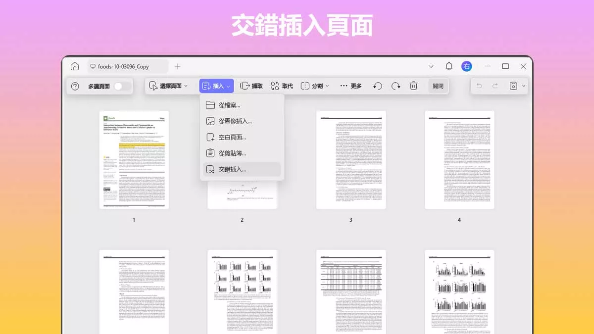 如何在 PDF 文檔中交錯插入頁面？