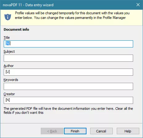 add metadata in novapdf