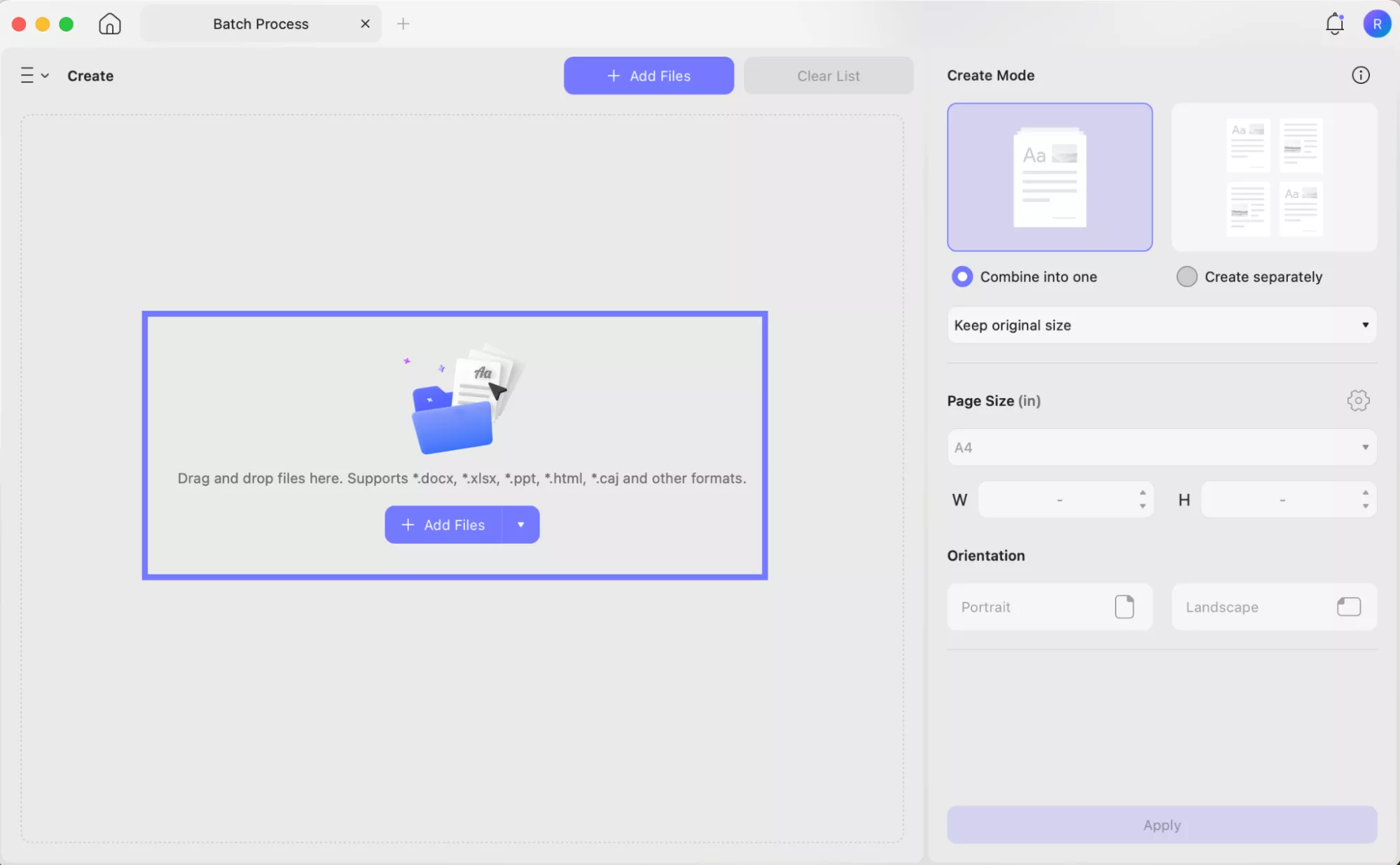 add raf files to updf mac to batch create