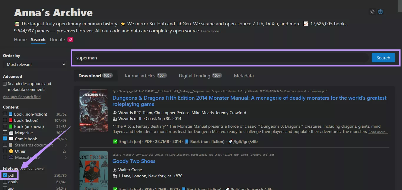 browse by search or file type annas archive