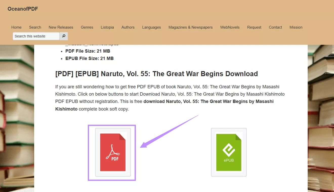 choose the pdf option oceanofpdf