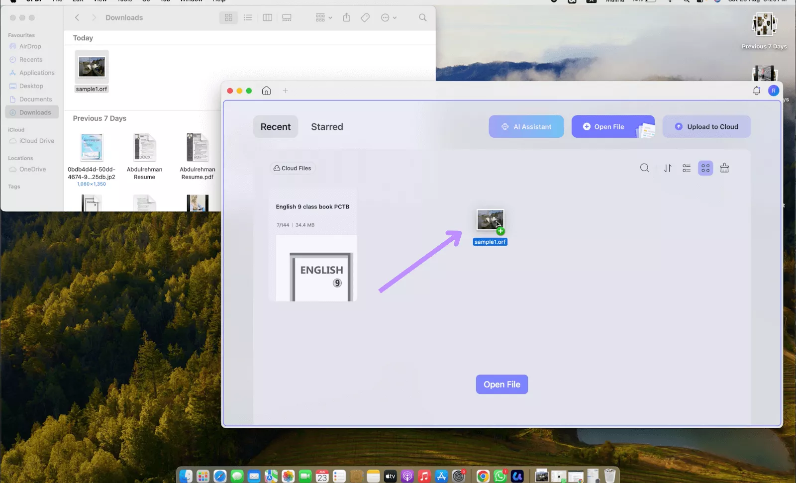  drag and drop file on updf mac