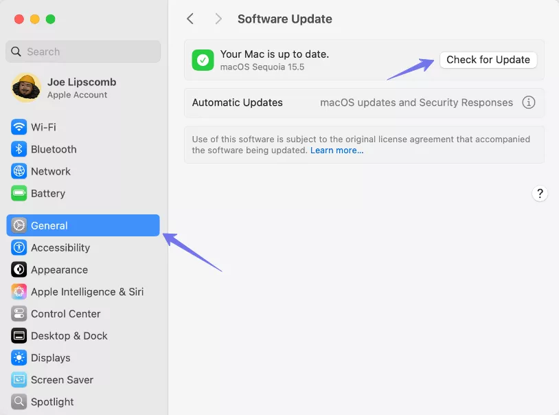 go to macos update option