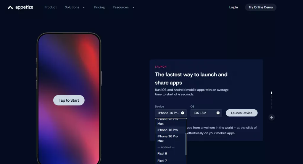 Access Appetize From a Web Browser