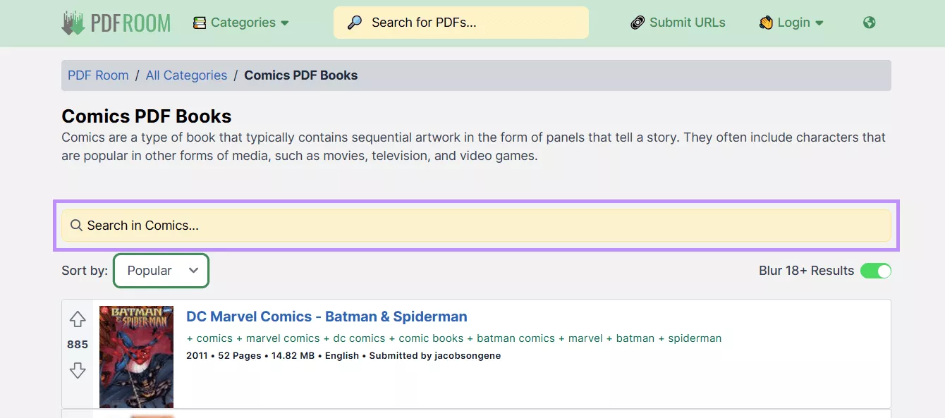 search for comics pdfroom